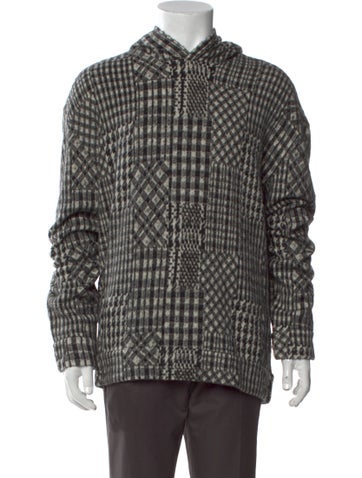 John Varvatos Sweaters Plaid Print Mock Neck Cardigan L