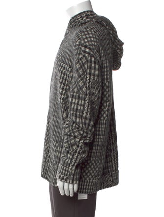 John Varvatos Plaid Print Mock Neck Cardigan