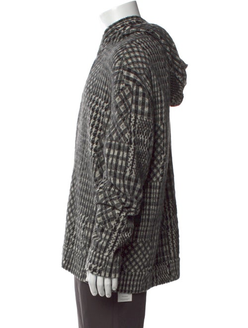 John Varvatos Plaid Print Mock Neck Cardigan