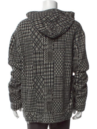 John Varvatos Plaid Print Mock Neck Cardigan