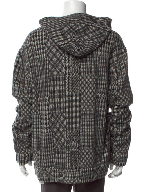 John Varvatos Plaid Print Mock Neck Cardigan