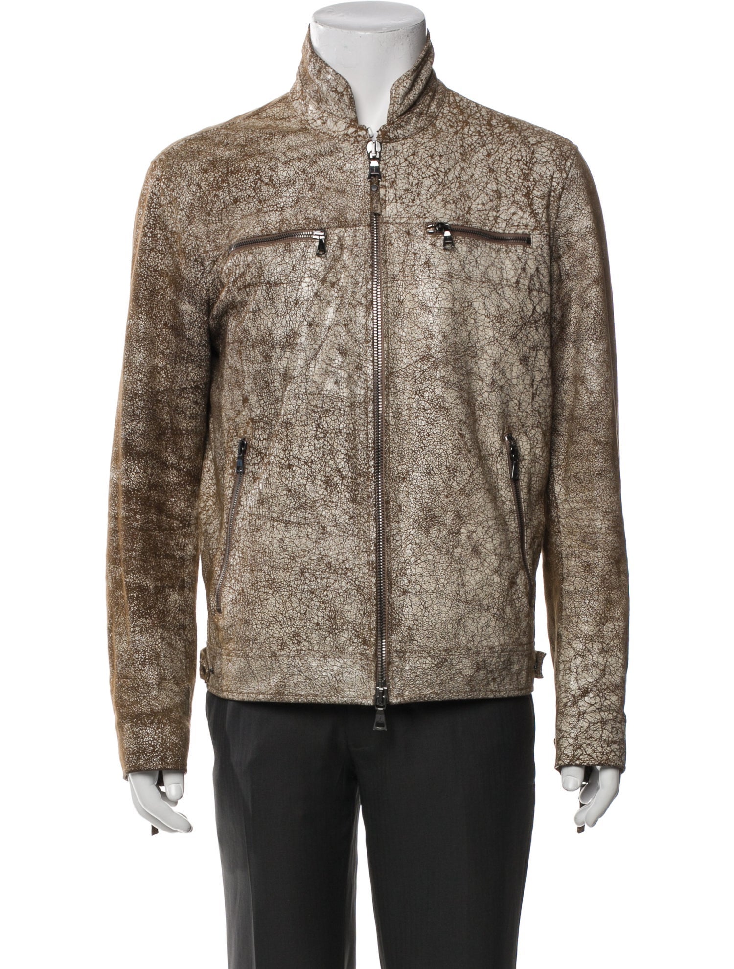 John Varvatos Suede Printed Trucker Jacket
