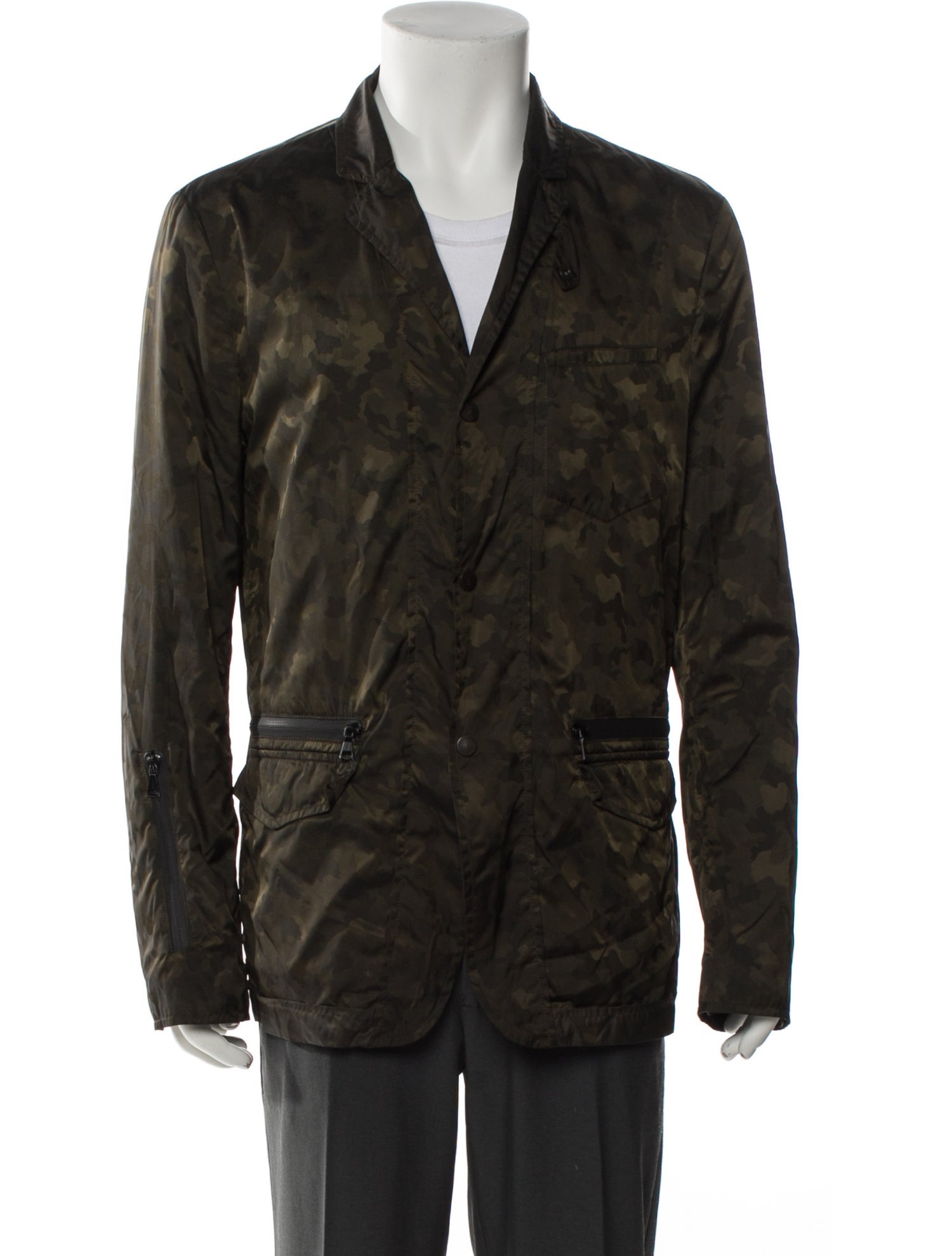 John Varvatos Silk Camouflage Print Utility Jacket