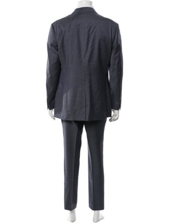 John Varvatos Virgin Wool Plaid Print Two-Piece Suit