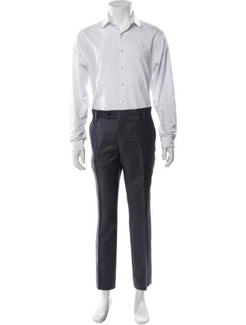 John Varvatos Virgin Wool Plaid Print Two-Piece Suit