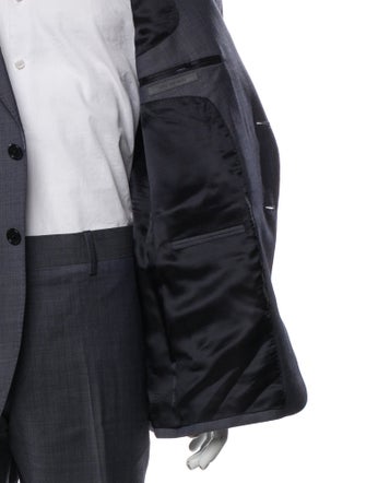 John Varvatos Virgin Wool Plaid Print Two-Piece Suit