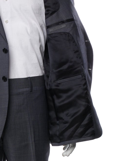 John Varvatos Virgin Wool Plaid Print Two-Piece Suit