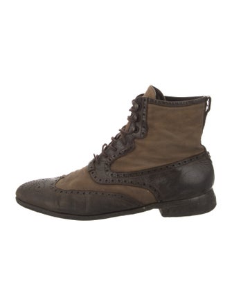 John Varvatos Leather Lasercut Accents Lace-Up Boots