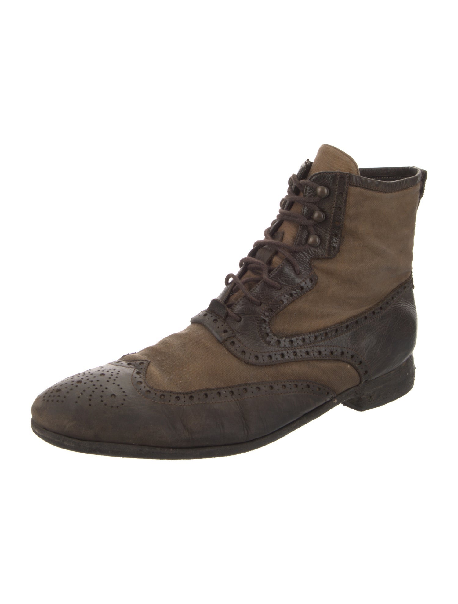 John Varvatos Leather Lasercut Accents Lace-Up Boots