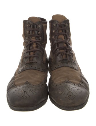 John Varvatos Leather Lasercut Accents Lace-Up Boots