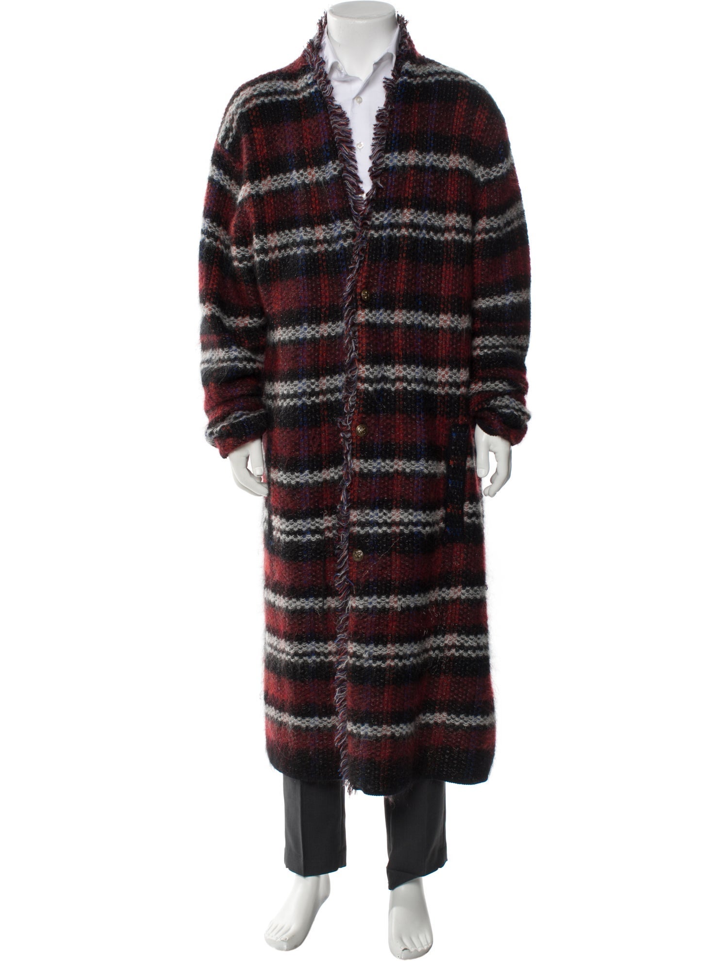 John Varvatos Striped Overcoat