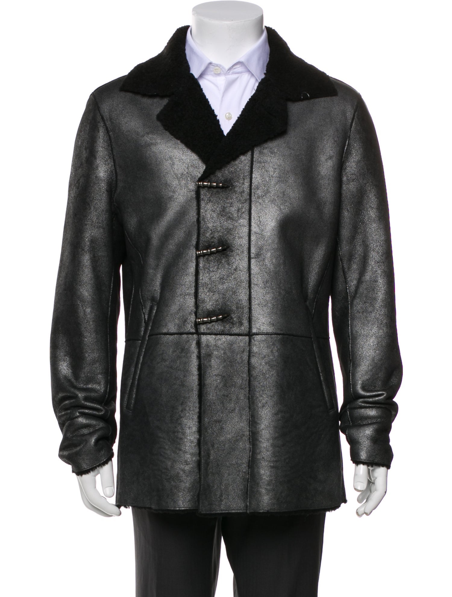 John Varvatos Leather Peacoat