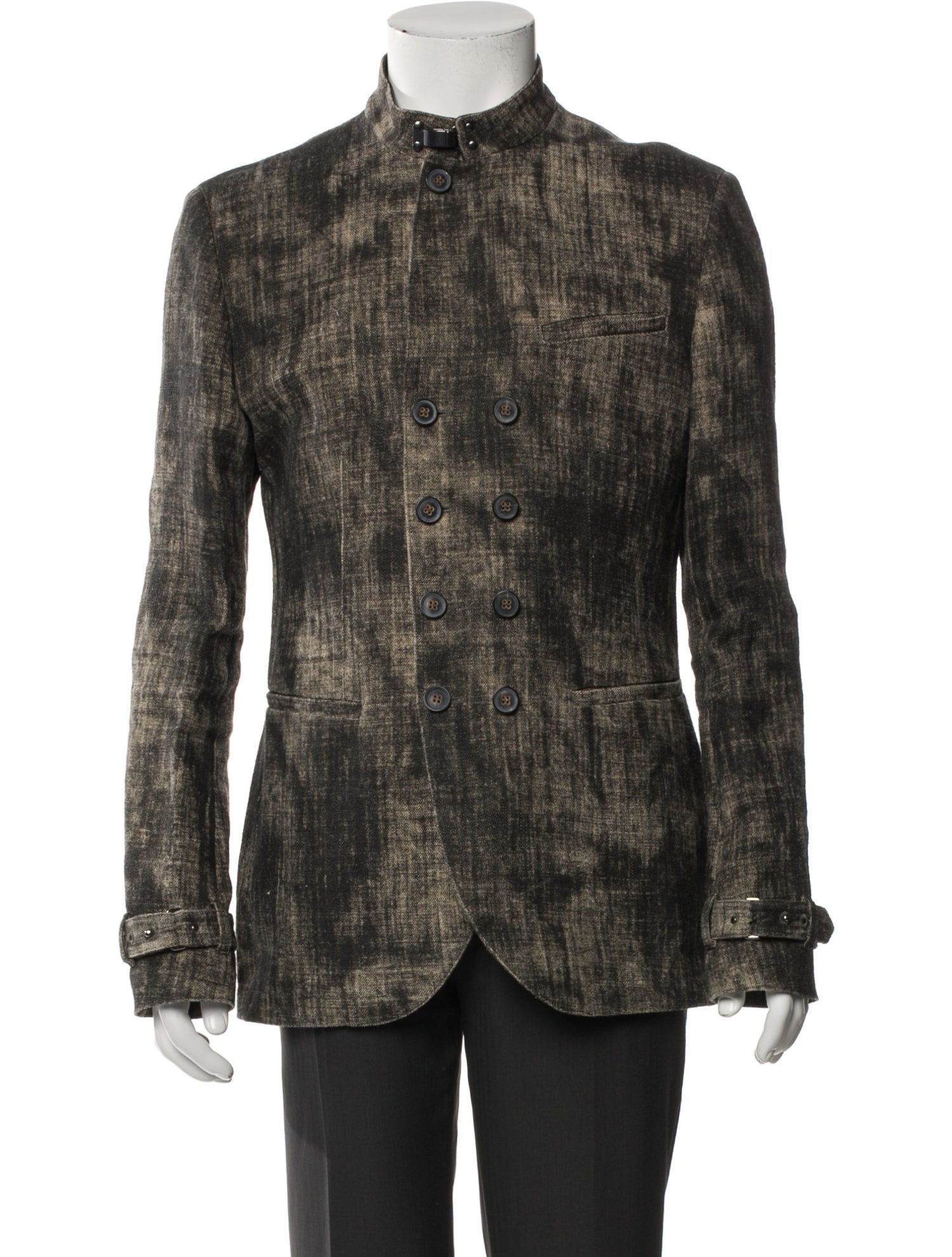 John Varvatos Linen Plaid Print Utility Jacket