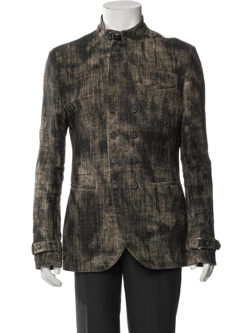 John Varvatos Linen Plaid Print Utility Jacket