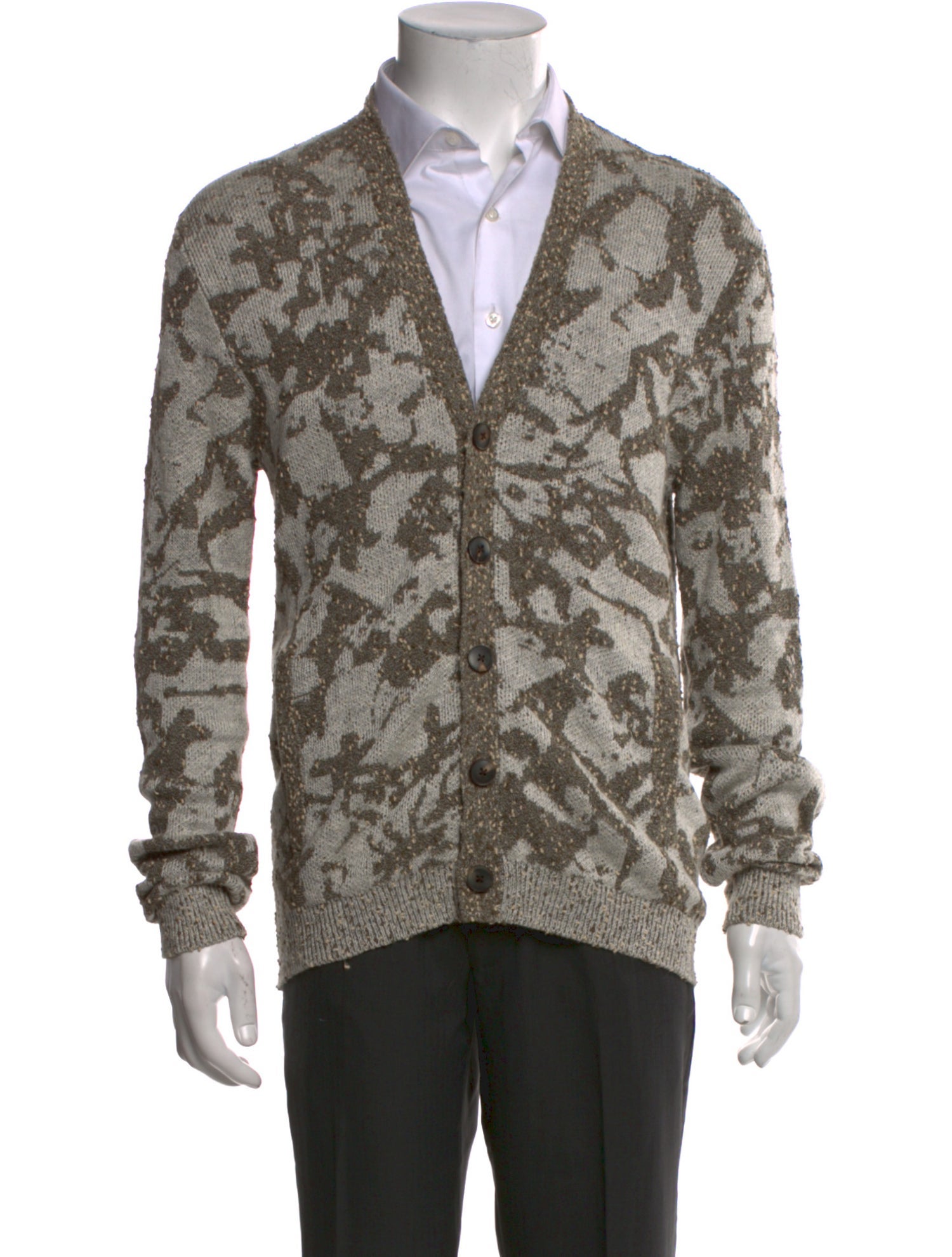 John Varvatos Printed V-Neck Cardigan