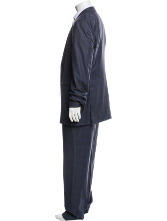 John Varvatos Virgin Wool Plaid Print Two-Piece Suit Vest