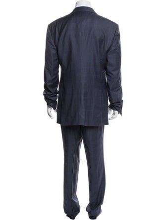 John Varvatos Virgin Wool Plaid Print Two-Piece Suit Vest