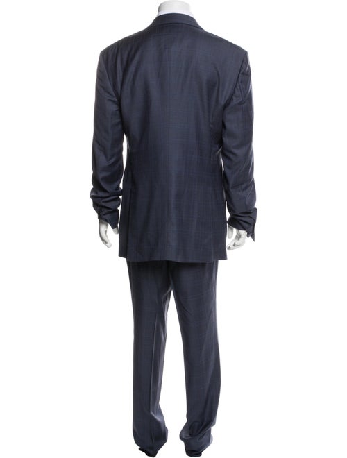 John Varvatos Virgin Wool Plaid Print Two-Piece Suit Vest