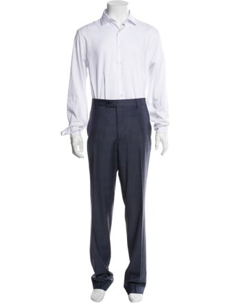 John Varvatos Virgin Wool Plaid Print Two-Piece Suit Vest