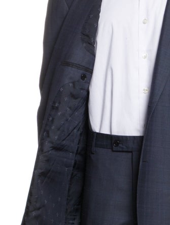 John Varvatos Virgin Wool Plaid Print Two-Piece Suit Vest