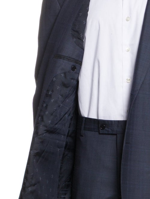 John Varvatos Virgin Wool Plaid Print Two-Piece Suit Vest