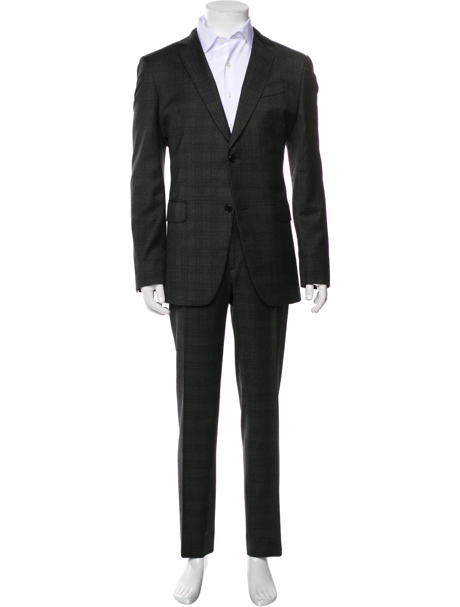 John Varvatos Wool Plaid Print Two-Piece Blazer