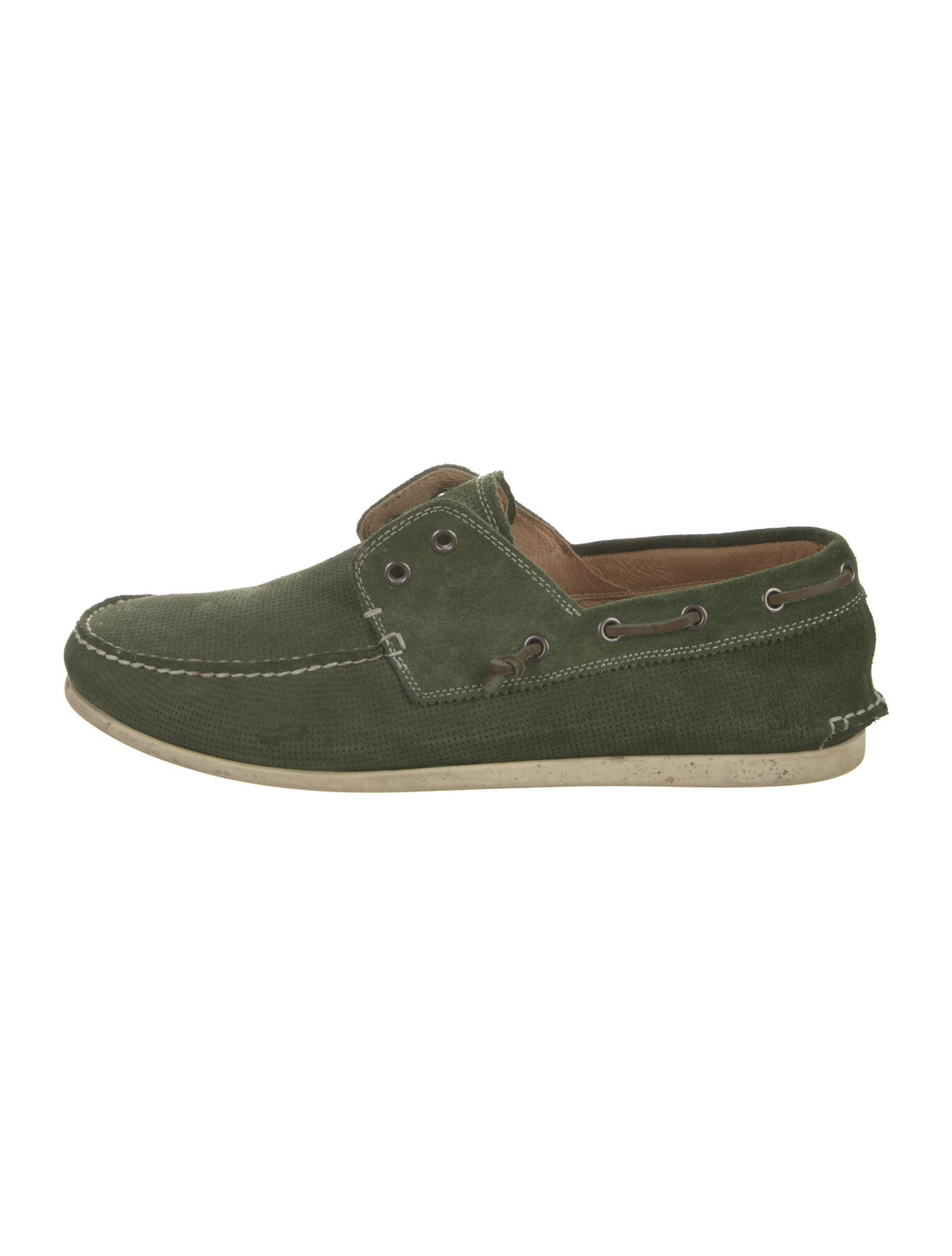 John Varvatos Suede Leather Trim Embellishment Boat Shoes