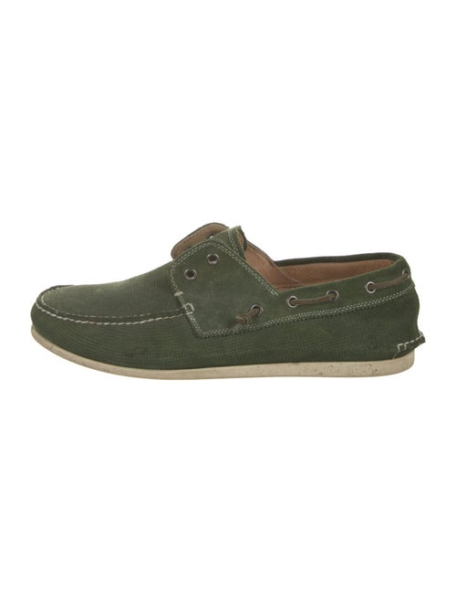 John Varvatos Suede Leather Trim Embellishment Boat Shoes