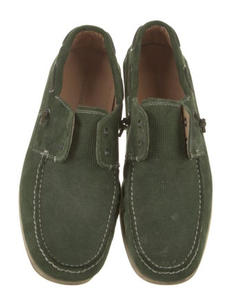 John Varvatos Suede Leather Trim Embellishment Boat Shoes