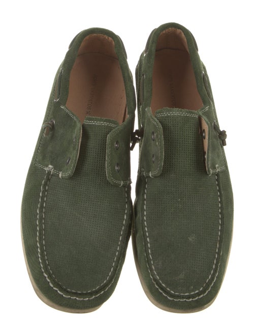 John Varvatos Suede Leather Trim Embellishment Boat Shoes