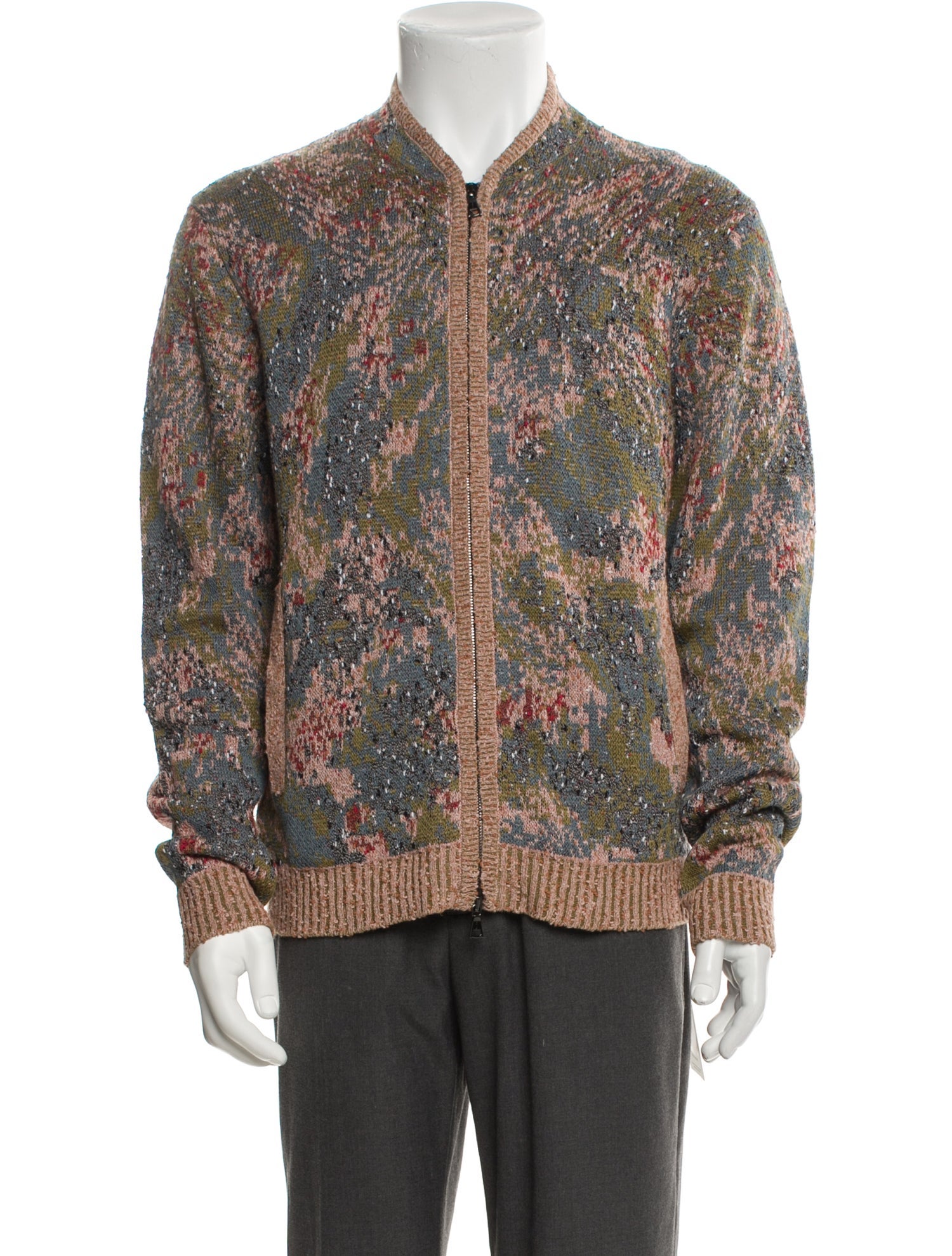 John Varvatos Printed V-Neck Cardigan