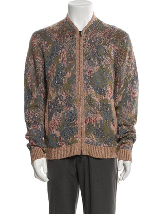 John Varvatos Printed V-Neck Cardigan