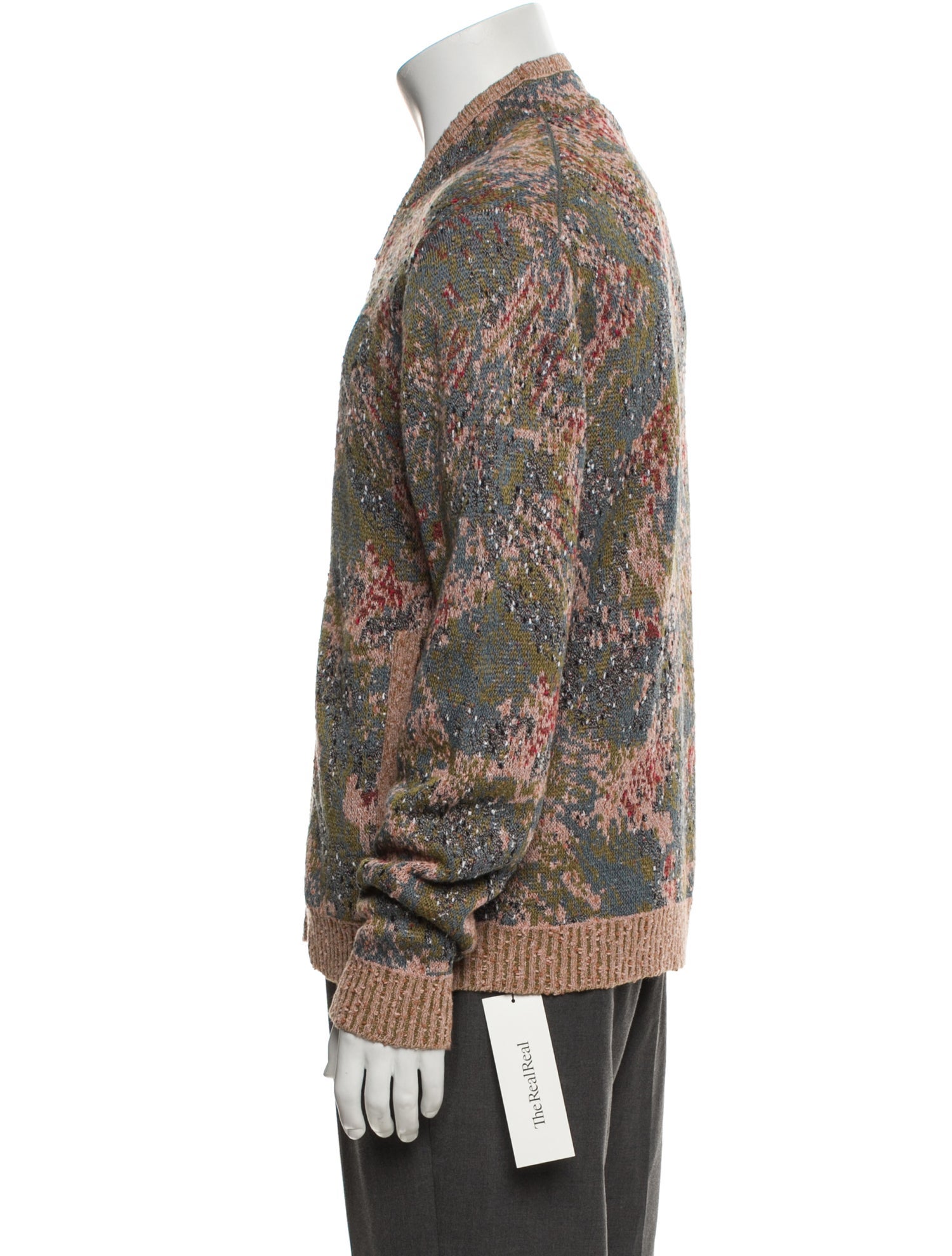 John Varvatos Printed V-Neck Cardigan