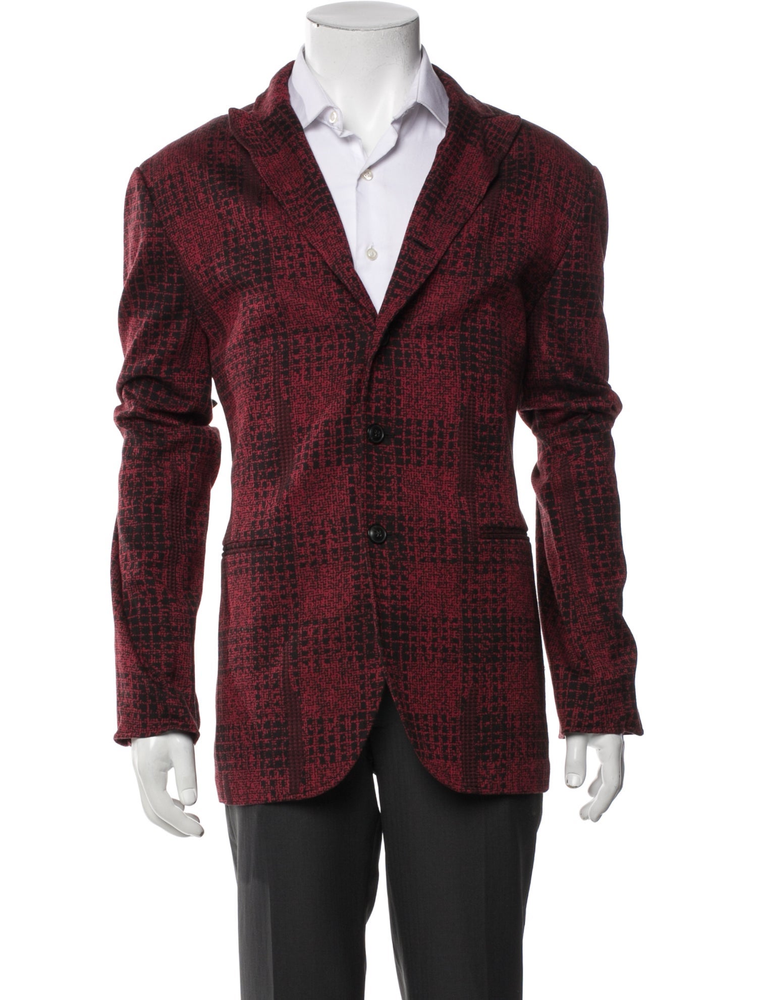 John Varvatos Plaid Print Peacoat