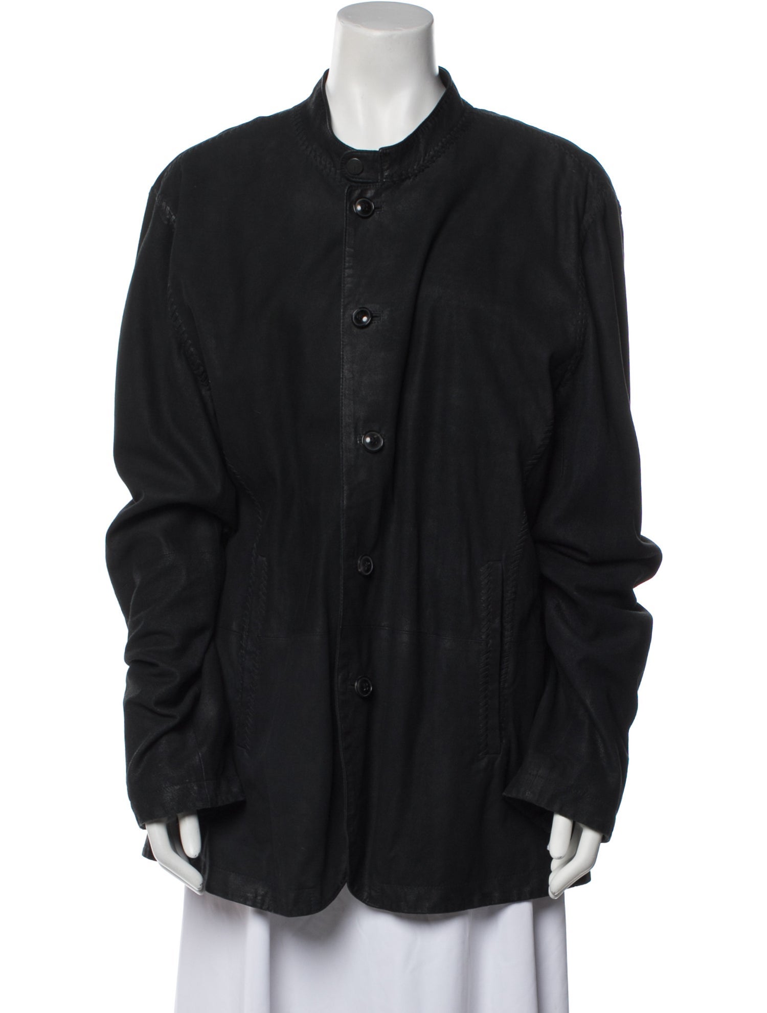 John Varvatos Goat Leather Denim Jacket