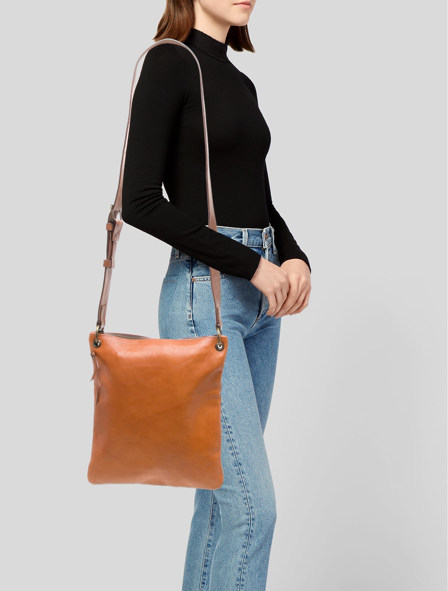 John Varvatos Leather Messenger Bag