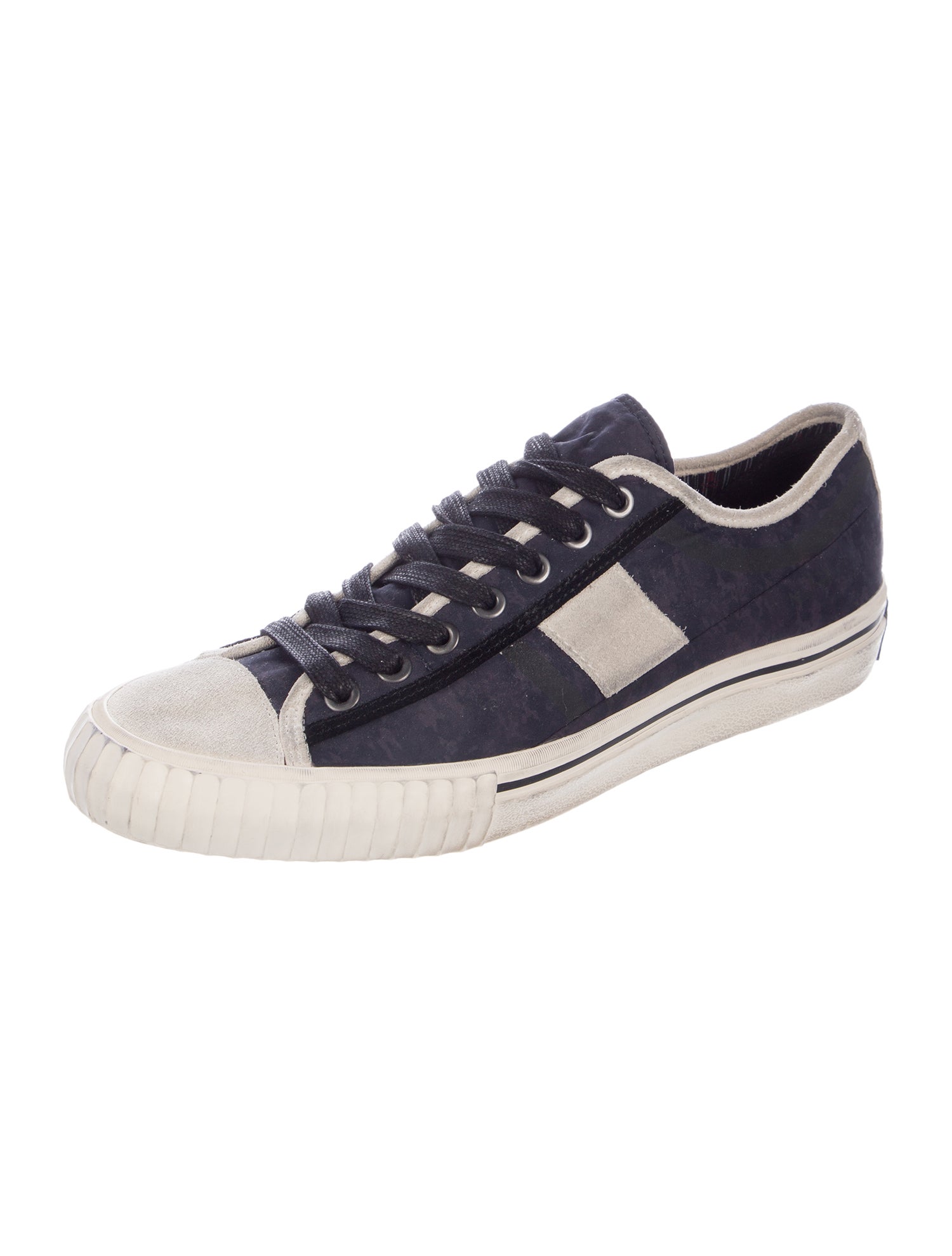 John Varvatos Suede Colorblock Pattern Sneakers