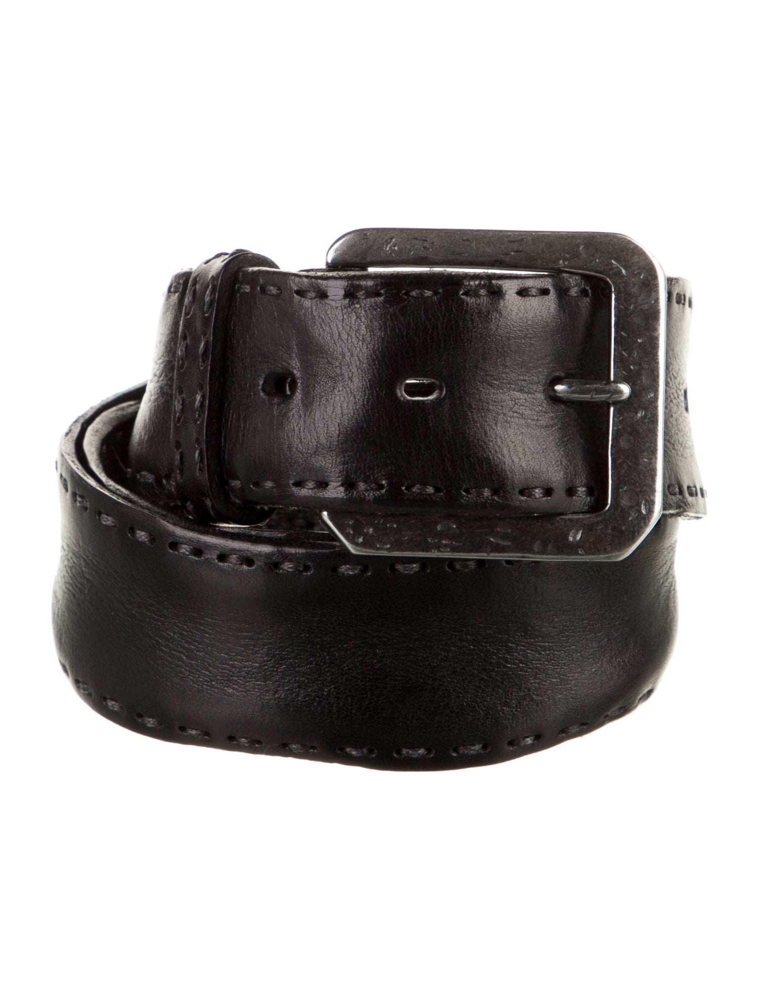 John Varvatos Leather Whipstitch Trim Belt