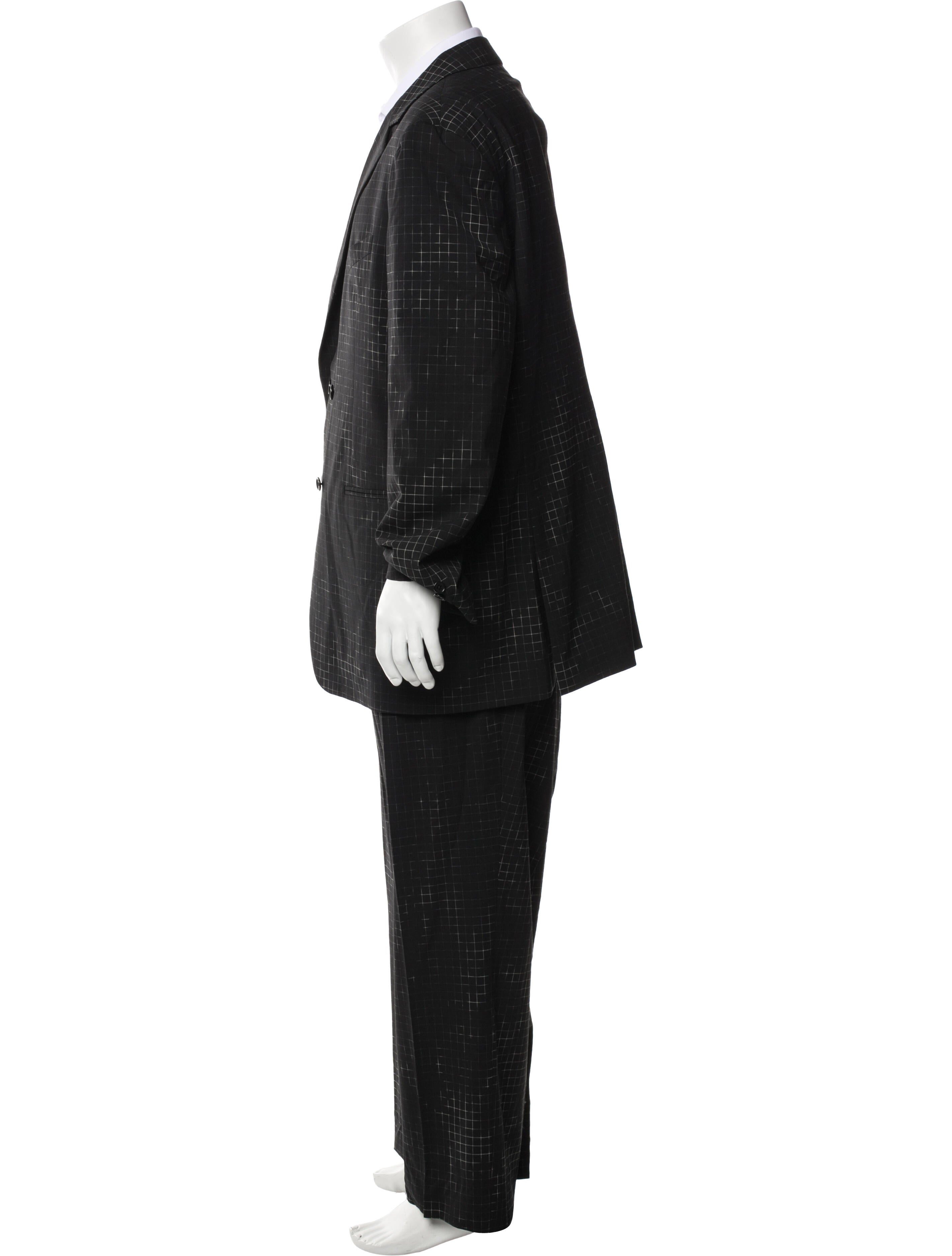 John Varvatos Virgin Wool Plaid Print Two-Piece Suit