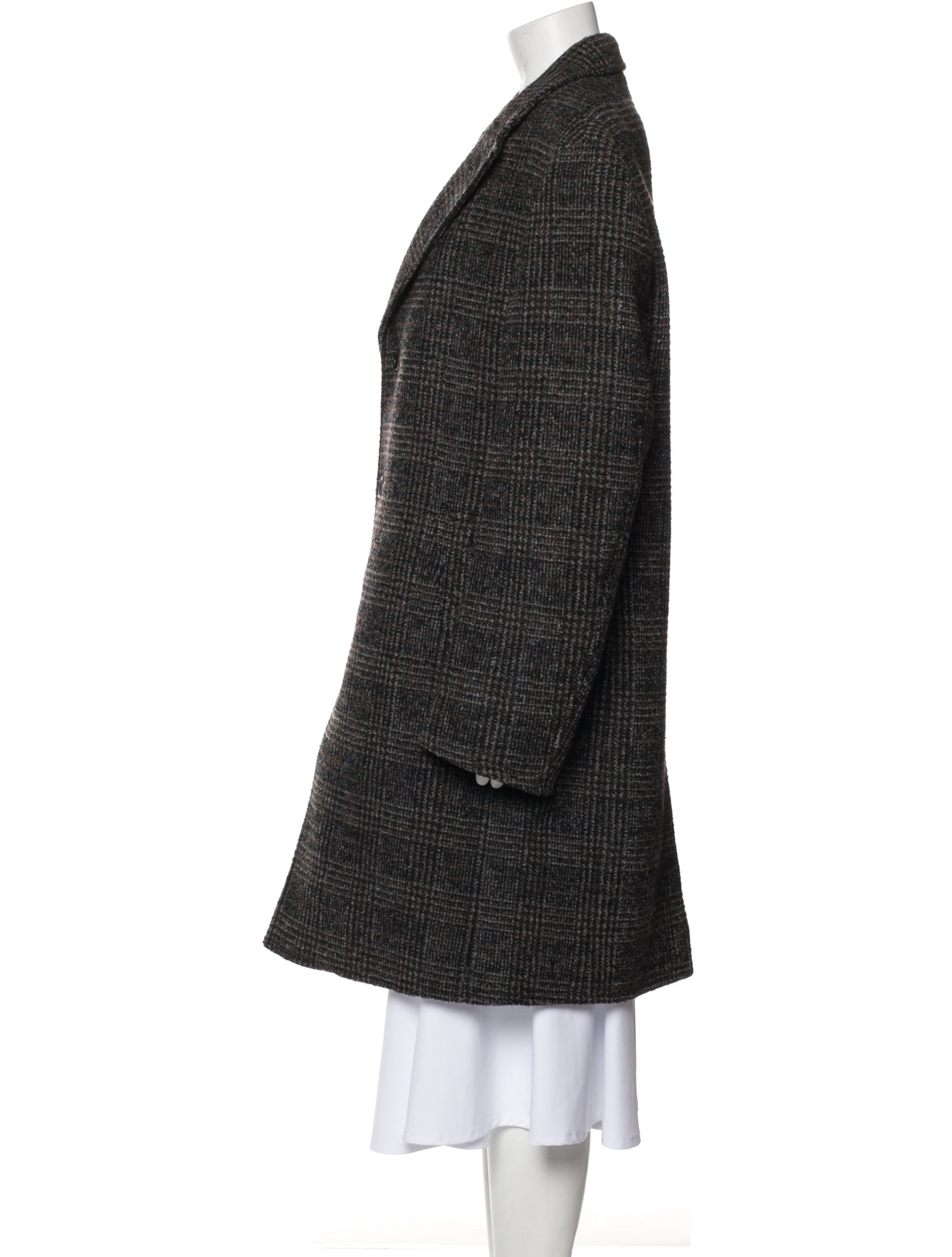 John Varvatos Virgin Wool Houndstooth Print Faux Fur Coat