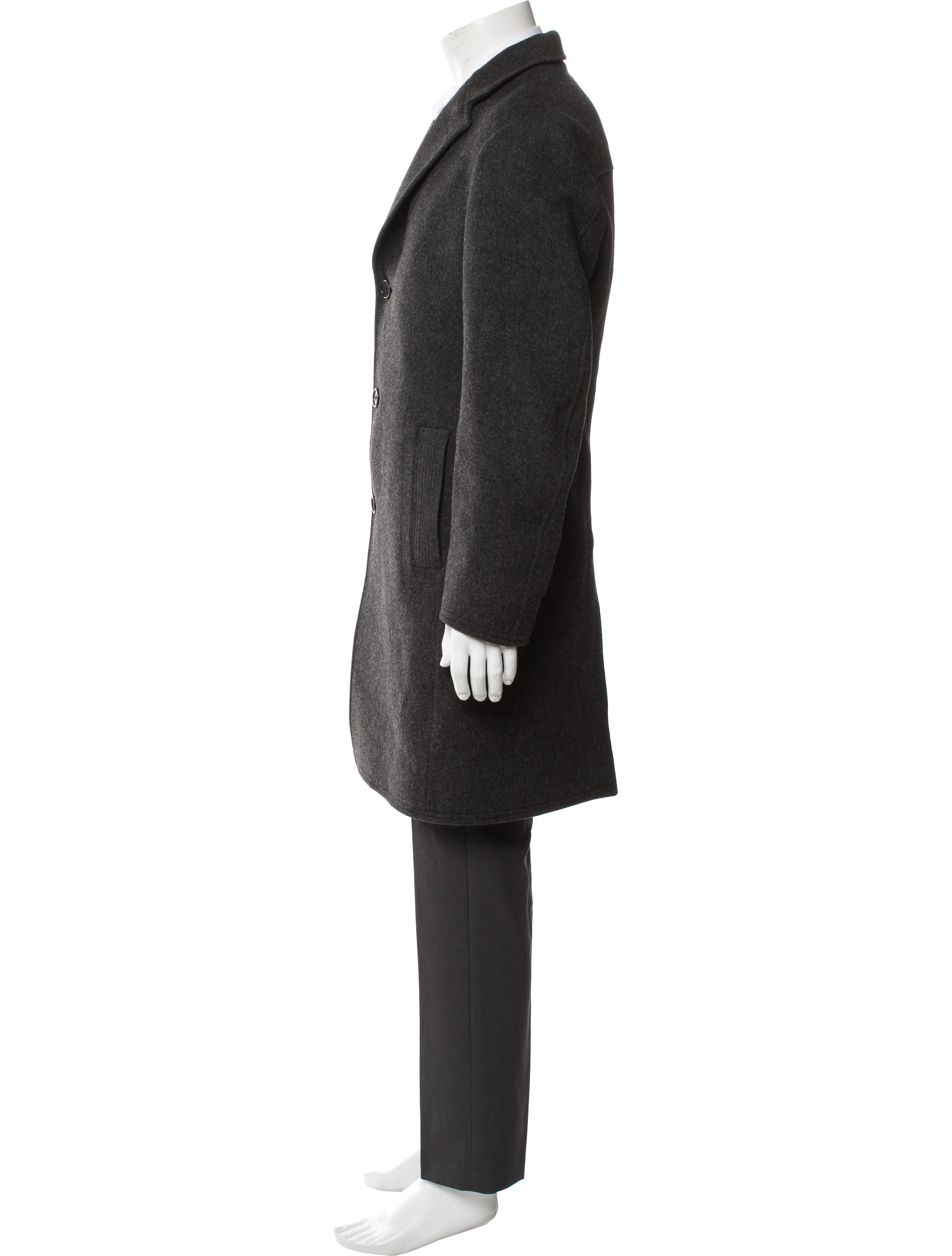 John Varvatos Wool Tweed Pattern Overcoat