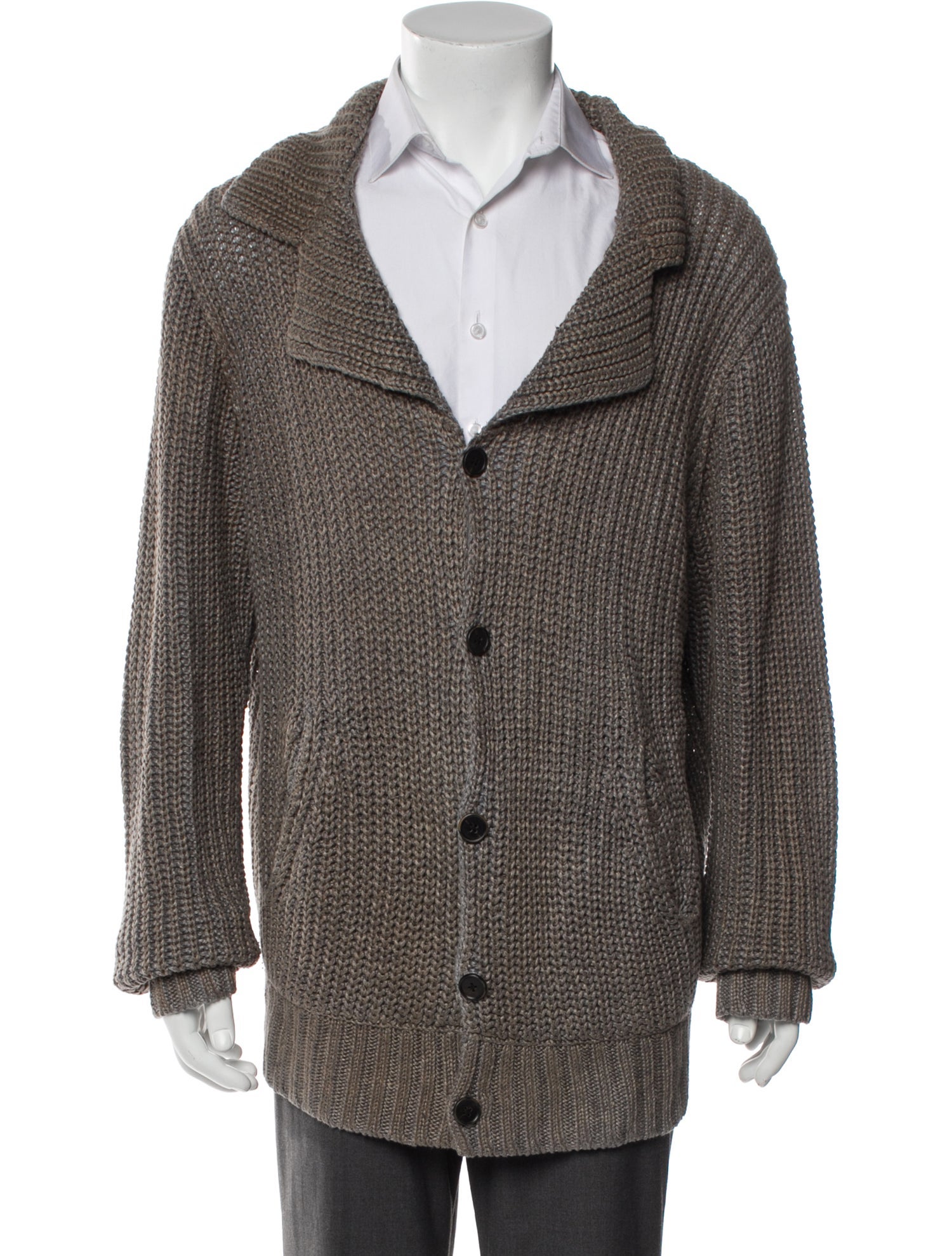 John Varvatos Linen Collar Cardigan