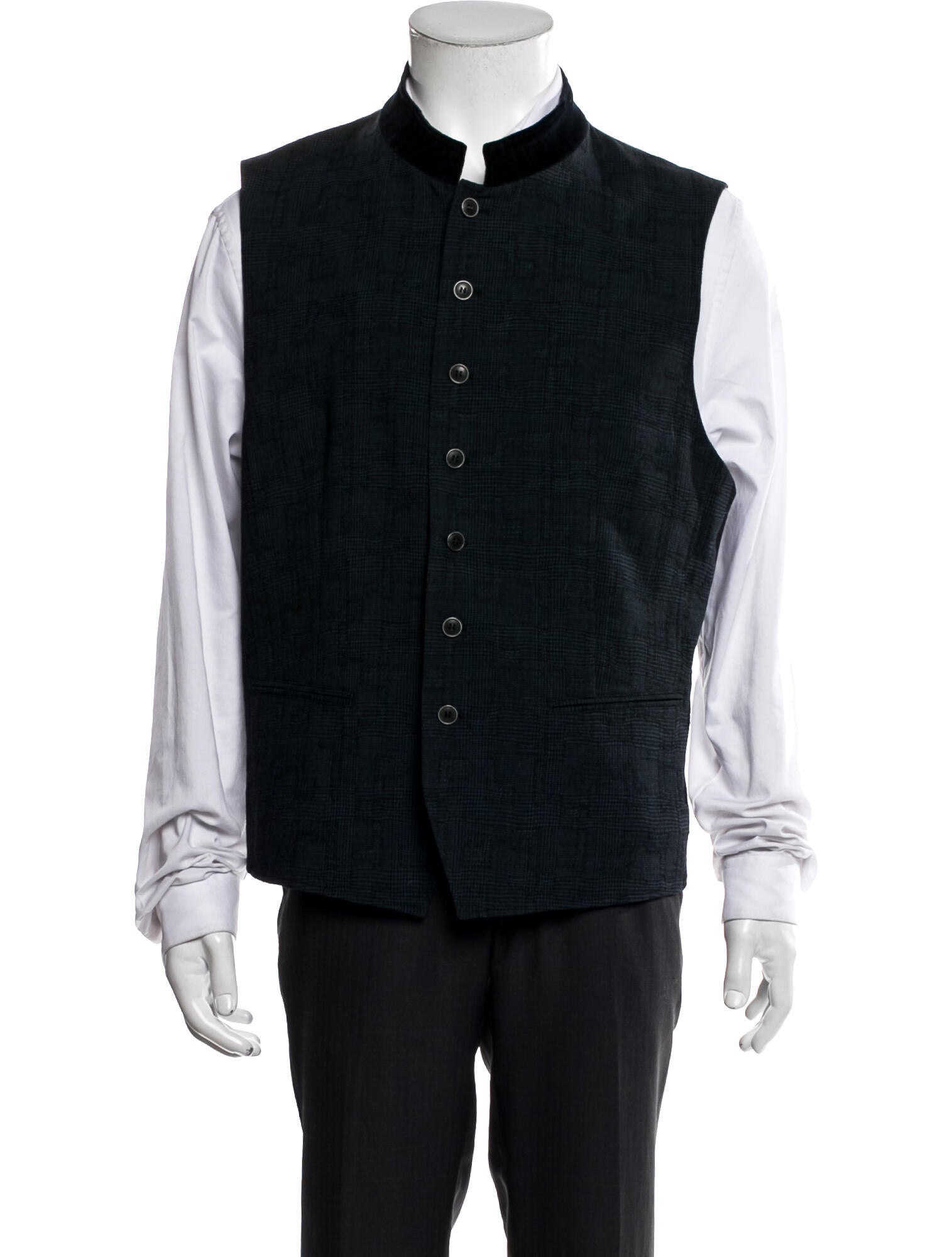 John Varvatos Plaid Print Vest