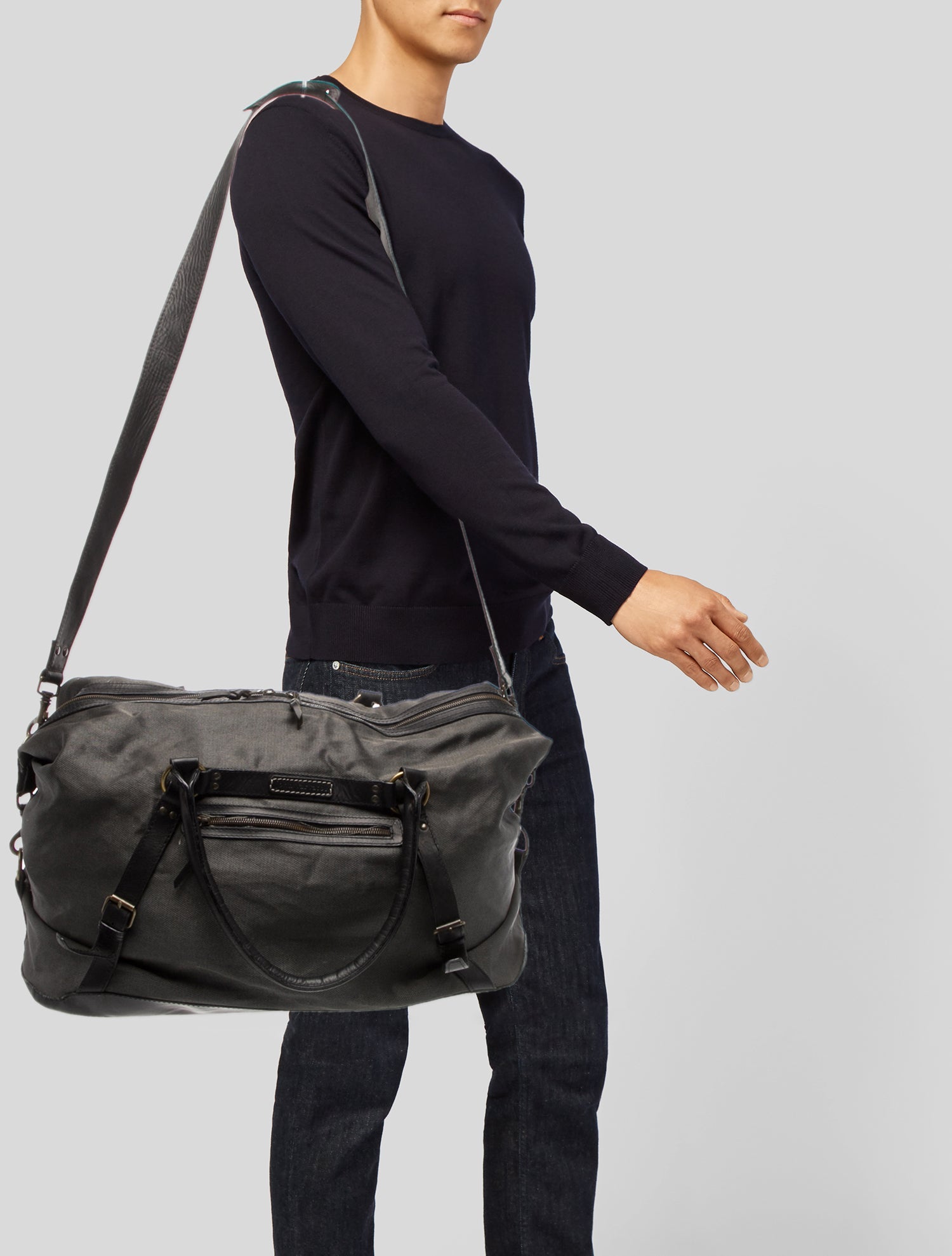 John Varvatos mens grey canvas carry on