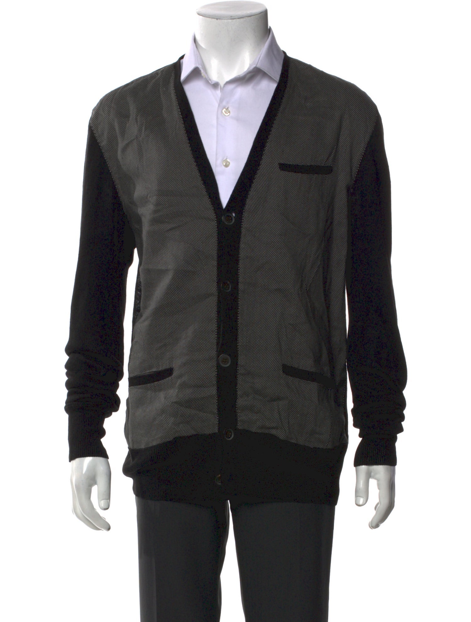 John Varvatos Linen Colorblock Pattern Cardigan