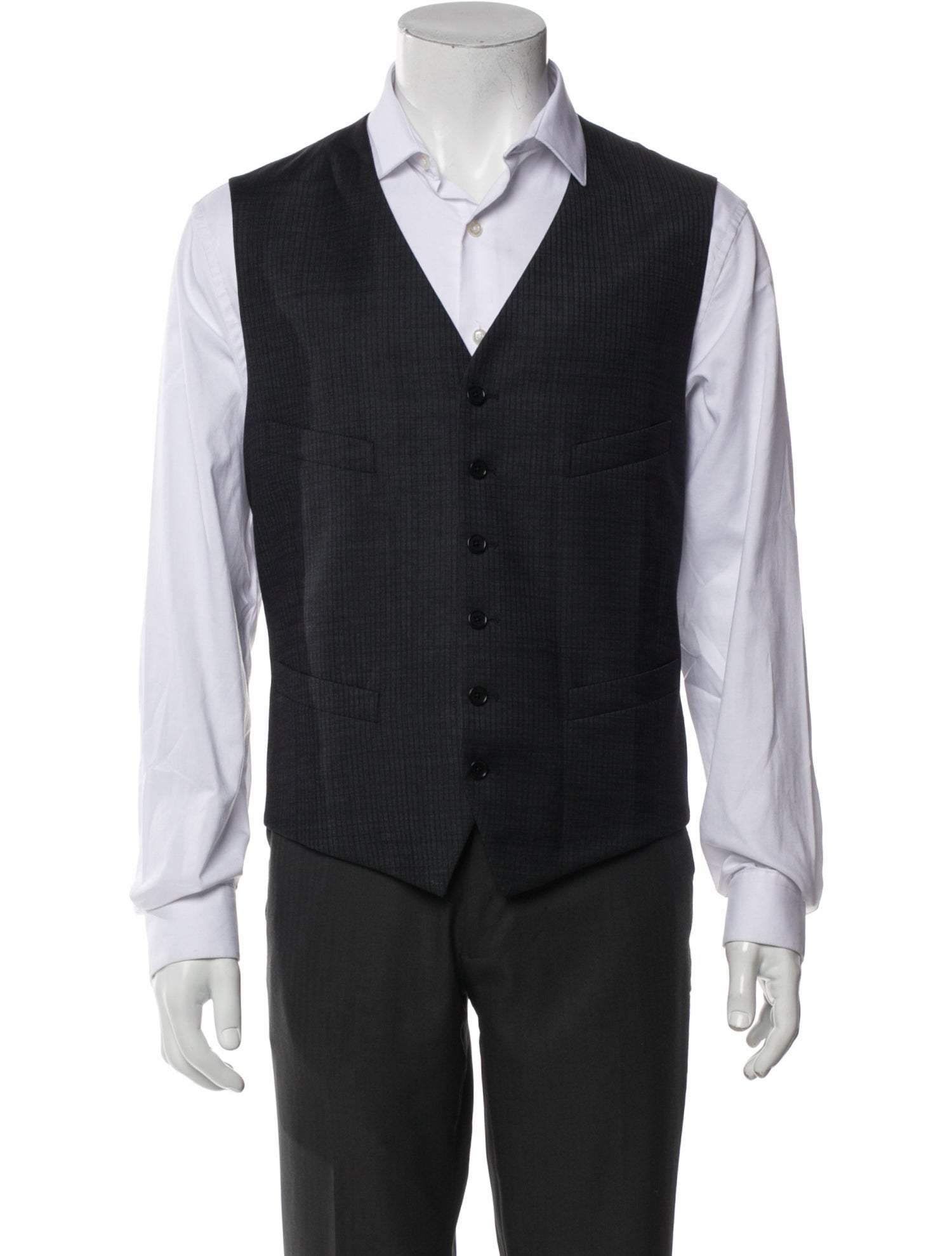John Varvatos Virgin Wool Striped Suit Vest