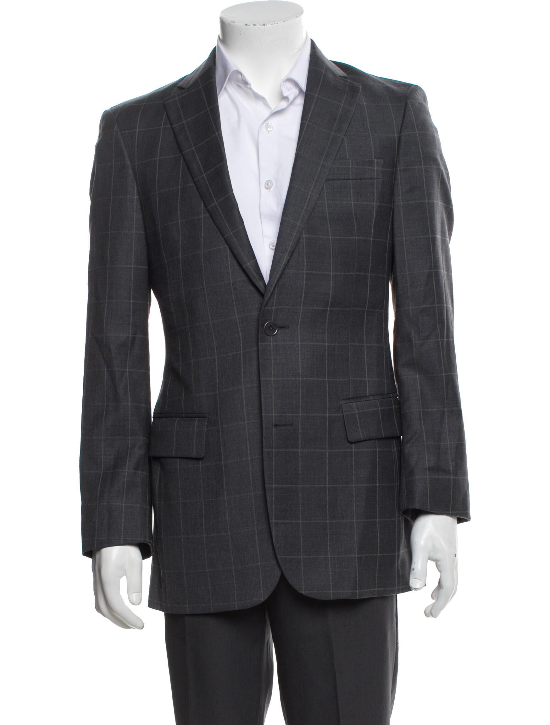 John Varvatos Wool Plaid Print Blazer