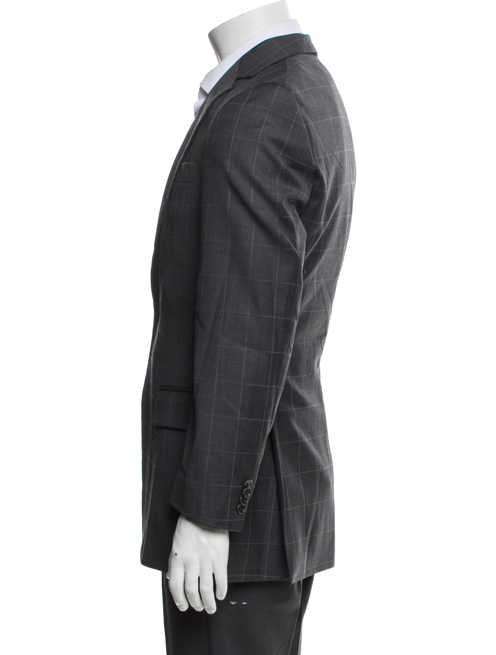 John Varvatos Wool Plaid Print Blazer