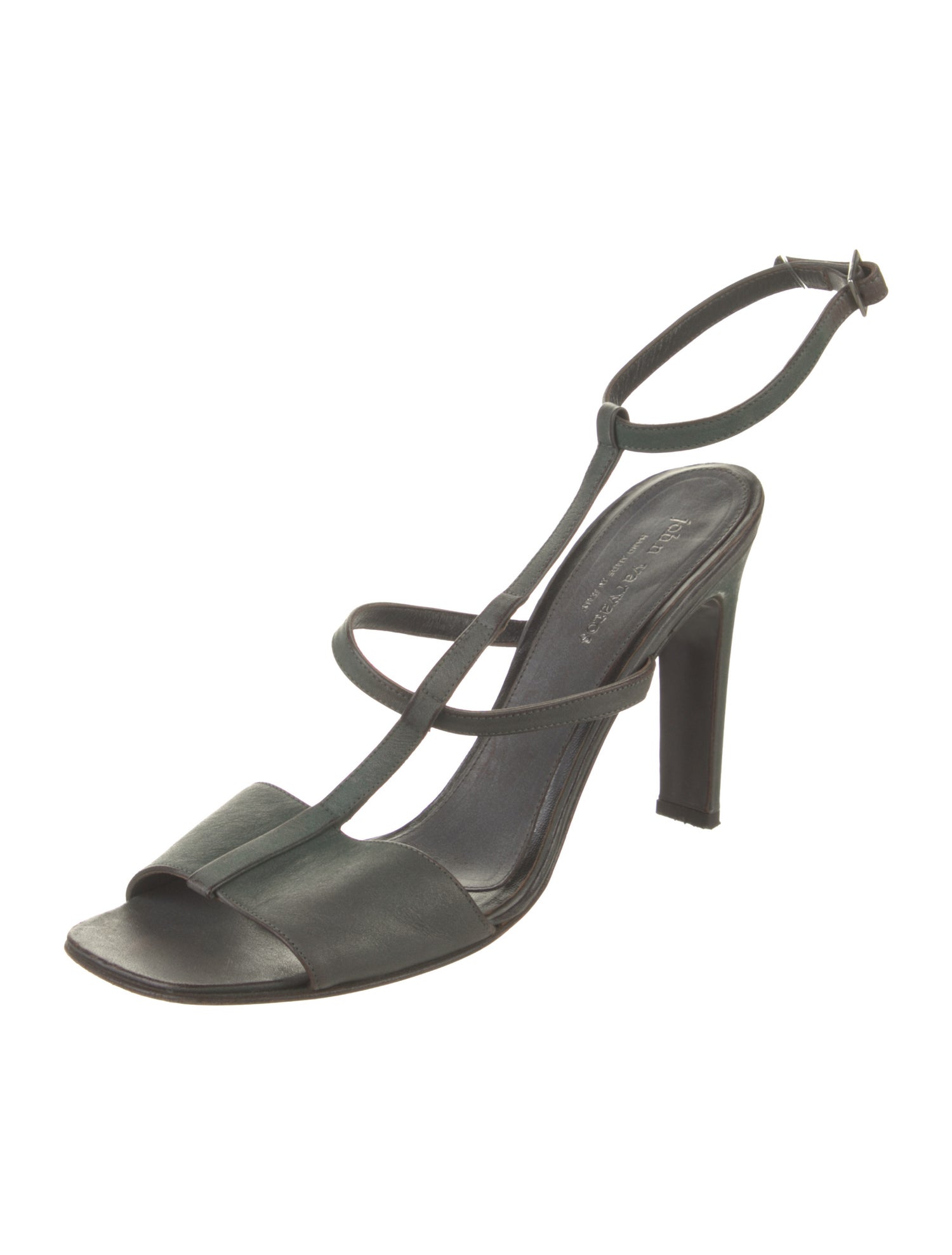 John Varvatos Leather T-Strap Sandals