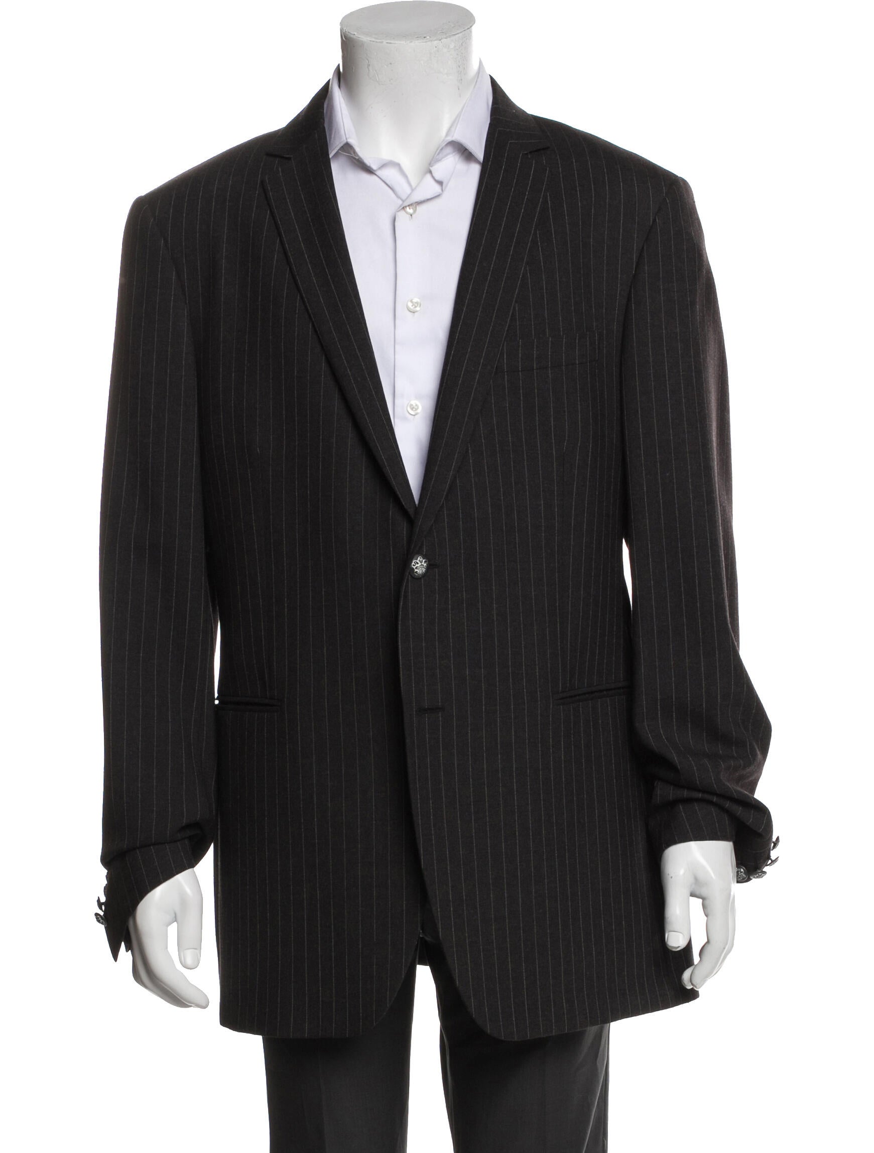 John Varvatos Virgin Wool Striped Overcoat